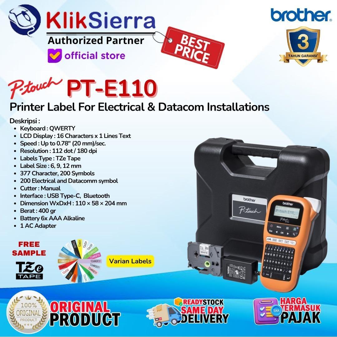 Printer Label BROTHER PTouch PT-E110 | PTE110 Handheld Portable Label printer For Electrical & Datacom installations with TZE Tape Label Sticker Max 12mm Stiker Laminated & Waterproof - Garansi Resmi 3 Tahun - Image 2