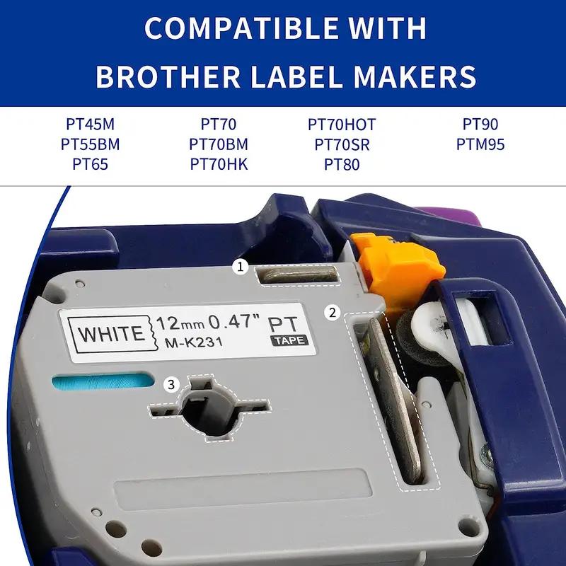 BROTHER PTouch PT-M95 | PTM95 - Printer Label Stiker - Portable Handy Label Maker Printer Sticker - Used Label 12mm MK231 M-K231 | MK631 M-K631 - Image 6