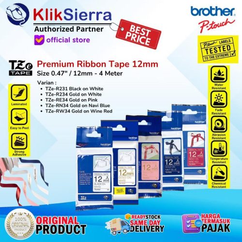 BROTHER TZe-R231 TZe-R234 RE34 RN34 RW34 CUBE Ribbon Tape 12mm For Label Pita CUBE PT-P300BT P710BT | PT-H110 D210 D460BT D610BT – ORIGINAL