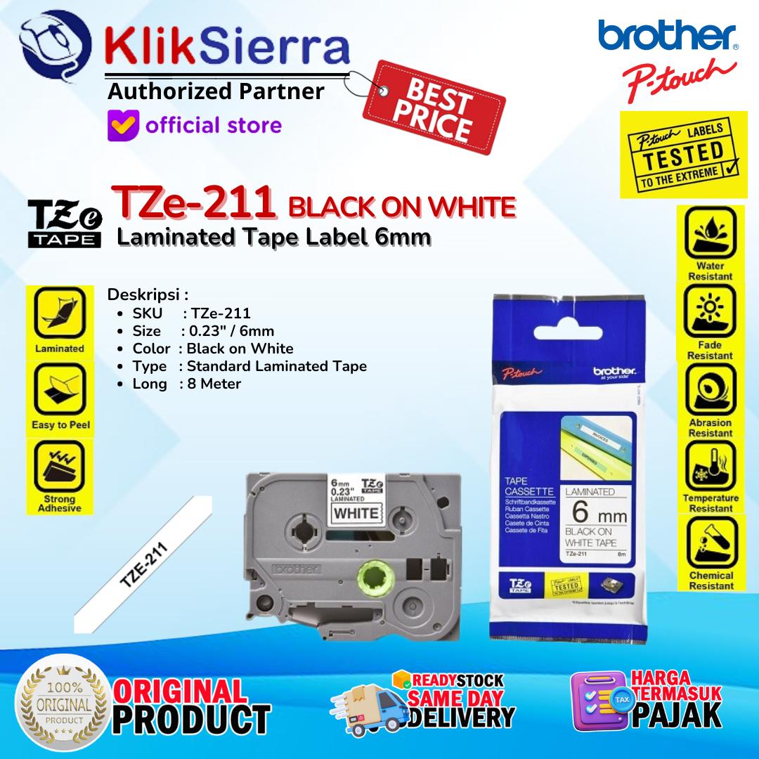 BROTHER TZe-211 TZe211 | TZe-611 TZe611 ORIGINAL PTouch Label 6mm Black on White / Yellow Tahan Panas & Air Waterproof For Printer PT-H110 | PT-D210 | PT-D460BT | PT-D610BT | PT-P750W | PT-P900W | PT-P950NW - Image 2