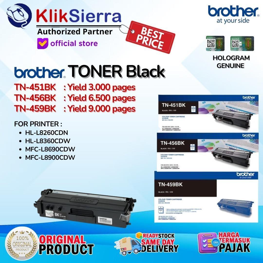 BROTHER ORIGINAL TONER TN451 TN-451 TN451BK TN-451BK | TN-456 TN456 TN456BK TN-456BK | TN-459 TN459 TN459BK TN-459BK - TONER BLACK HITAM For Printer HL-L8260CDN HL-L8360CDW MFC-L8690CDW MFC-L8900CDW