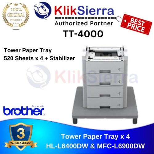 BROTHER TT-4000 Optional Tower Tray with Stabilizer 520-sheet capacity x4 trays – for Printer HL-L6400DW HL-L8360CDW MFC-L8900CDW – Papertray TT4000