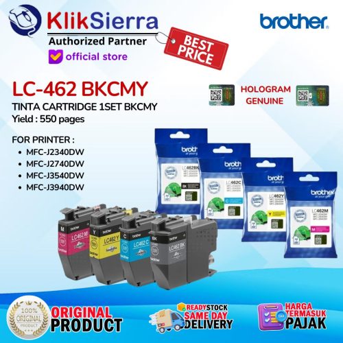 BROTHER Tinta Cartridge LC462 LC-462 BKCMY | LC462BK LC-462BK Black | LC462C LC-462C Cyan | LC462M LC-462M Magenta | LC462Y LC-462Y Yellow – ORIGINAL Ink Cartridge for MFC-J3540DW
