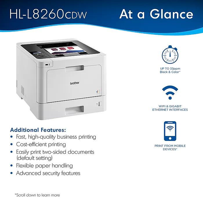 PRINTER BROTHER HL-L8260CDN L8260 & HL-L8360CDW L8360 Printer Laser Colour 31ppm Duplex Wireless WiFi LAN Ethernet NFC with 2.7” Colour LCD TouchScreen - Garansi Resmi 3 Tahun - Image 4