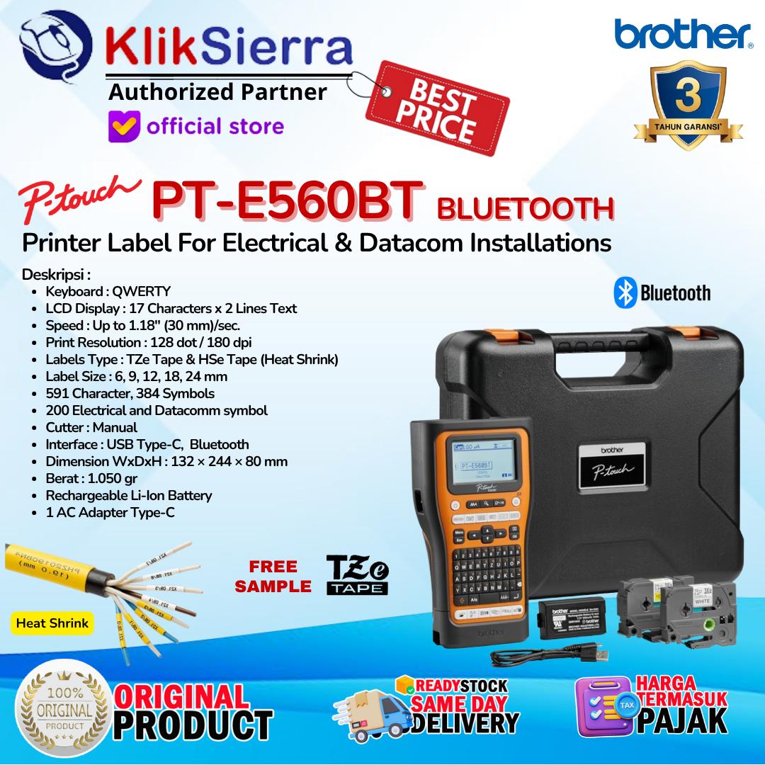 BROTHER PTE560 PT-E560BT PT-E560BTVP & PTE310 PT-E310BT PT-E310BTVP Printer Label Bluetooth PTouch Handheld Portable Label Printer with HSe Heat Shrink & TZE Label Sticker Laminated & Tahan Air Waterproof - Pengganti PTE550 PT-E550W - Garansi Resmi 3Thn - Image 2