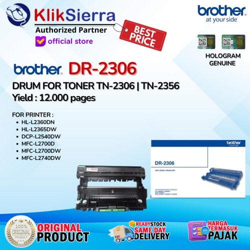 BROTHER DRUM DR-2306 | DR2306 – Drum For Toner TN-2306 TN2306 TN-2356 TN2356 For Printer HL-L2360DN L2365DW DCP-L2540DW MFC-L2700DW