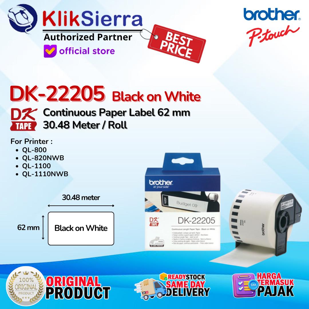 BROTHER Continuous Paper Label 30.48m/Roll DK-22205 DK22205 | DK-22210 DK22210 | DK-22212 DK22212 | DK-22214 DK22214 | DK-22246 DK22246 | DK-22251 DK22251 ORIGINAL Sticker Label For Printer PTouch QL-800 | QL-820NWB | QL-1100 | QL-1110NWB - Image 2