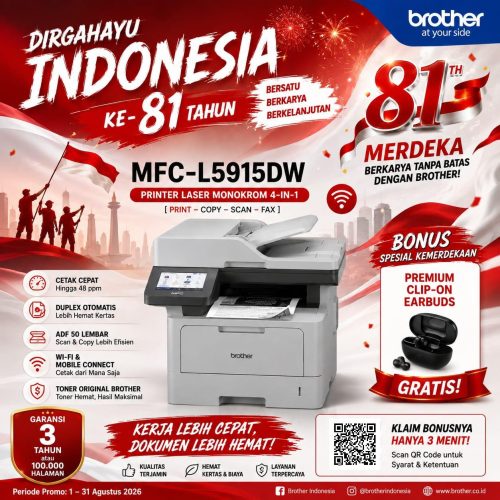 BROTHER MFC-L6915DW | L6915 50PPM with 7.0″ Inch LCD Color TouchScreen, Duplex, Wireless WiFi, LAN Ethernet, FAX, NFC – MFC-L5915DW L5915 Printer Laser Monochrome Multifunction – Pengganti MFC-L6900DW – Garansi Resmi 3 Tahun