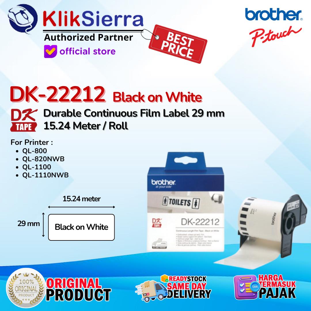 BROTHER DK-22212 DK22212 ORIGINAL Continuous Film Label Roll 62mm x 15.24m For Printer PTouch QL-800 | QL-820NWB | QL-1100 | QL-1110NWB