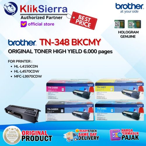 BROTHER ORIGINAL TONER TN348 | TN-348BK | TN348BK | TN-348 BKCMY For Printer HL-4150CDN HL-4570CDW DCP-9055CDN MFC-9460CDN MFC-9970CDW