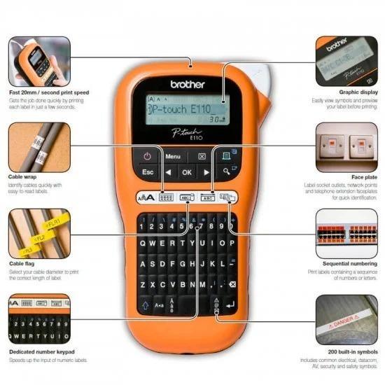 Printer Label BROTHER PTouch PT-E110 | PTE110 Handheld Portable Label printer For Electrical & Datacom installations with TZE Tape Label Sticker Max 12mm Stiker Laminated & Waterproof - Garansi Resmi 3 Tahun - Image 7