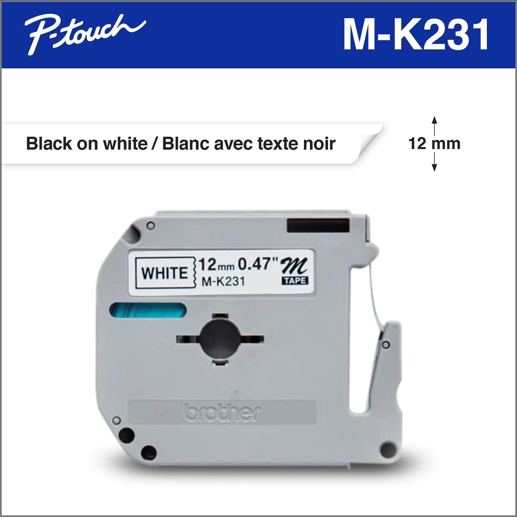 BROTHER 12mm ORIGINAL M-Tape Label Stiker M-K231 MK-231 MK231 Black on White - PTouch Label Sticker M-K631 MK-631 MK631 Black on Yellow - For Printer Label PT-M95 | PTM95 - Image 4