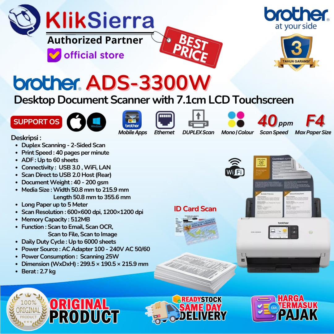 Desktop Document Scanner BROTHER ADS3300 ADS-3300W & ADS-3100 ADS3100 & ADS-3350 ADS-3350W - 40ppm, ADF, USB, WIreless WiFi Direct, Ethernet LAN - Pengganti ADS-2200 | ADS-2700W - Garansi Resmi 3 Tahun - Image 4