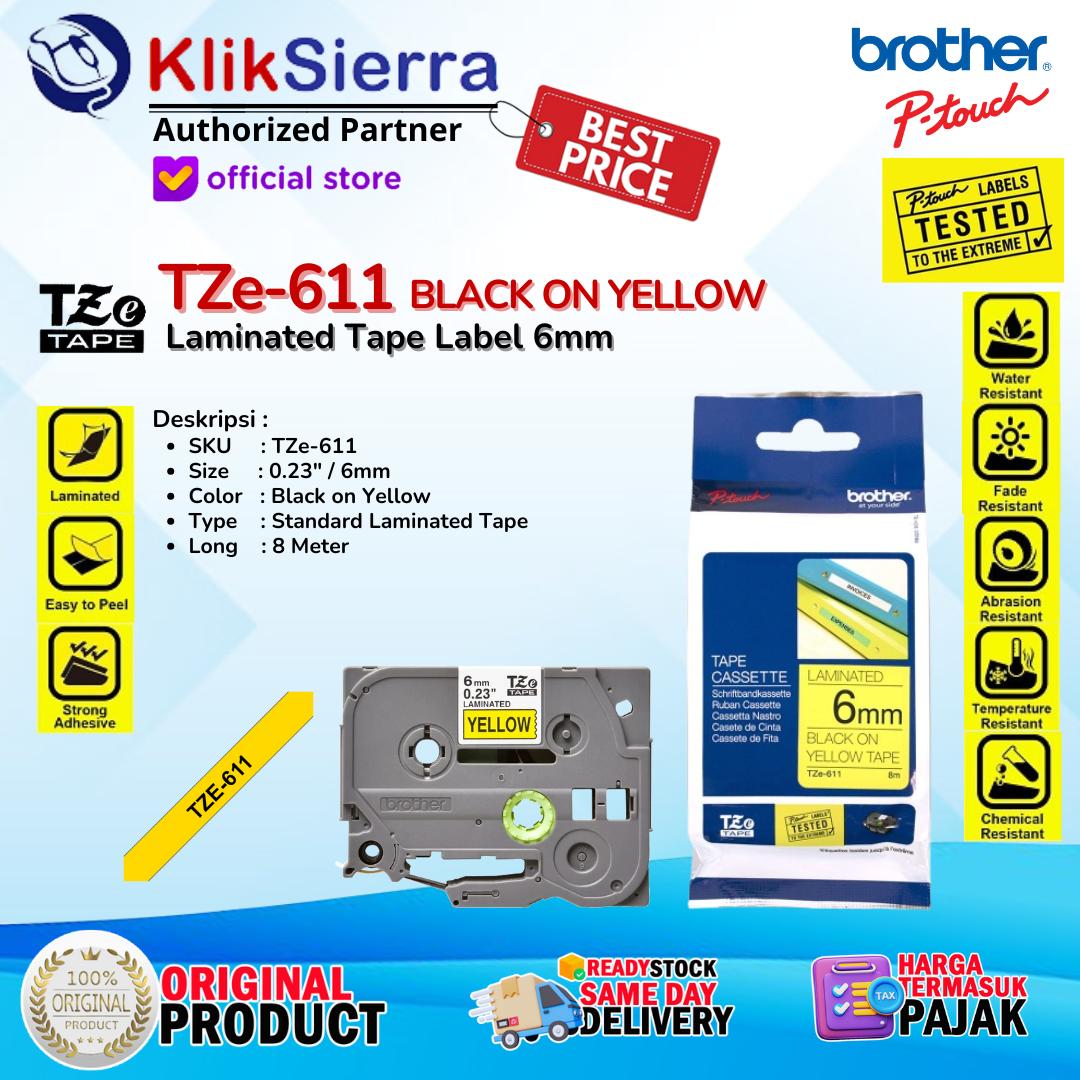 BROTHER TZe-211 TZe211 | TZe-611 TZe611 ORIGINAL PTouch Label 6mm Black on White / Yellow Tahan Panas & Air Waterproof For Printer PT-H110 | PT-D210 | PT-D460BT | PT-D610BT | PT-P750W | PT-P900W | PT-P950NW - Image 3
