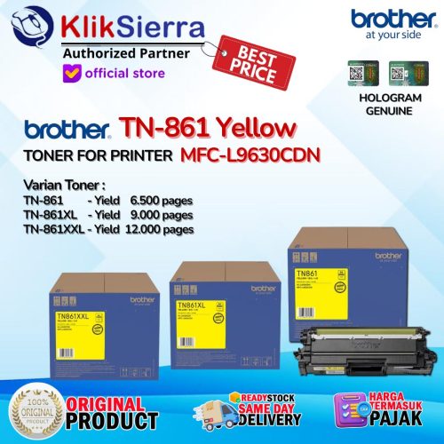 BROTHER ORIGINAL TONER TN861 TN861Y | TN-861 TN-861Y | TN861XL TN-861XL | TN861XXL TN-861XXL YELLOW KUNING For Printer MFC-L9630CDW