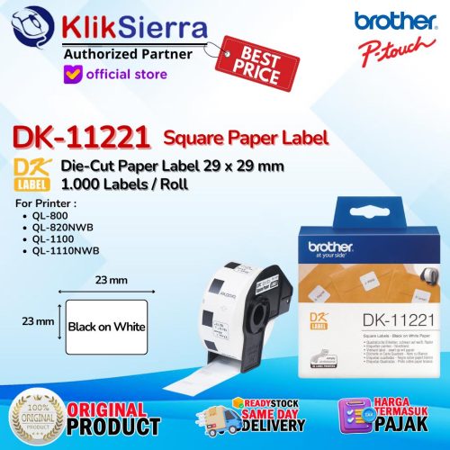 BROTHER DK-11221 DK11221 Die Cut Square Label 23x23mm | DK-11207 DK11207 CD DVD Label 58x58mm Sticker Label For Printer PTouch QL-800 | QL-820NWB | QL-1100 | QL-1110NWB