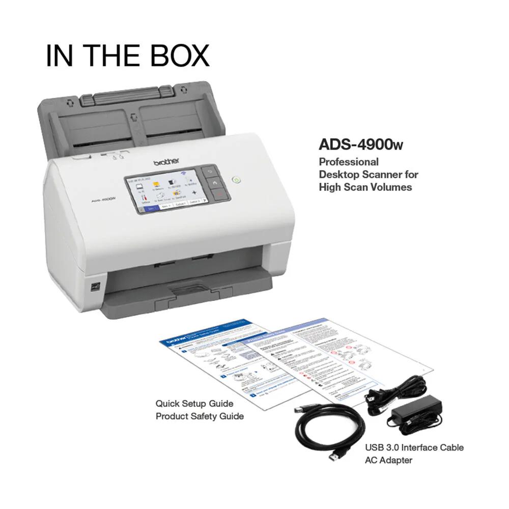 BROTHER ADS-4900W ADS4900 Wireless Professional Desktop Scanner F4 - Dual CISS Duplex, 60ppm ADF 100 sheets WiFi Network LAN with 10.9 cm LCD Color Touchscreen & ADS-4700W ADS4700 & ADS4300 ADS-4300N LAN - Garansi Resmi 3 Tahun - Image 9