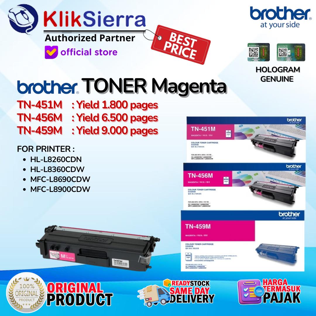 BROTHER ORIGINAL TONER TN451 TN451M TN-451M | TN456 TN456M TN-456M | TN459 TN459M TN-459M - TONER MAGENTA MERAH For Printer HL-L8260CDN HL-L8360CDW MFC-L8690CDW MFC-L8900CDW