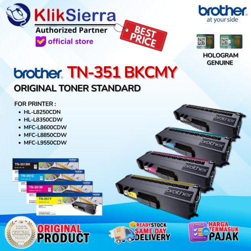 TONER BROTHER TN351 | TN-351 BKCMY | TN-351BK TN-351C TN-351M TN-351Y – ORIGINAL TONER For Printer HL-L8250CDN | HL-L8350CDW | MFC-L8600CDW | MFC-L8850CDW | MFC-L9550CDW