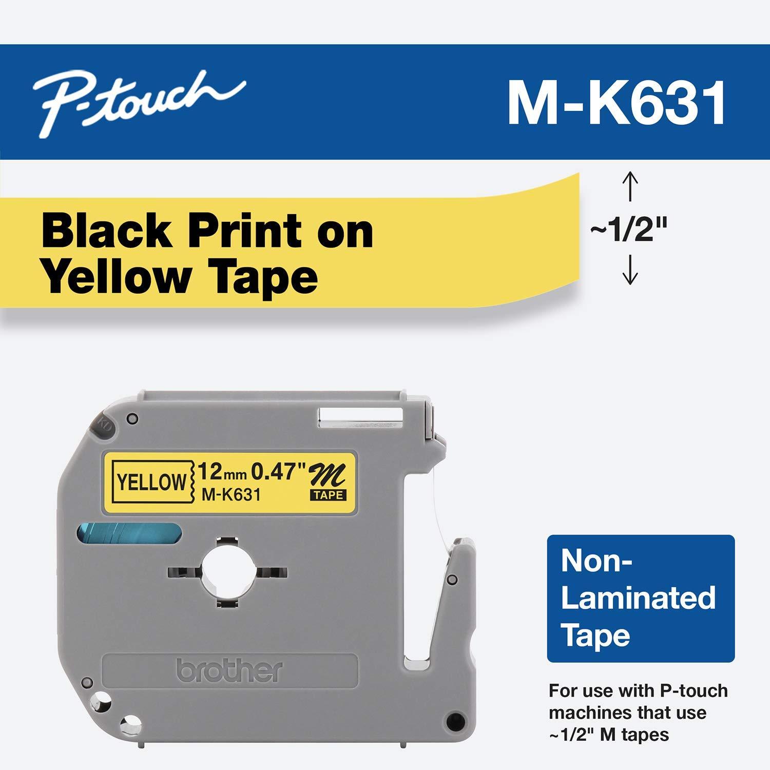 BROTHER 12mm ORIGINAL M-Tape Label Stiker M-K231 MK-231 MK231 Black on White - PTouch Label Sticker M-K631 MK-631 MK631 Black on Yellow - For Printer Label PT-M95 | PTM95 - Image 7