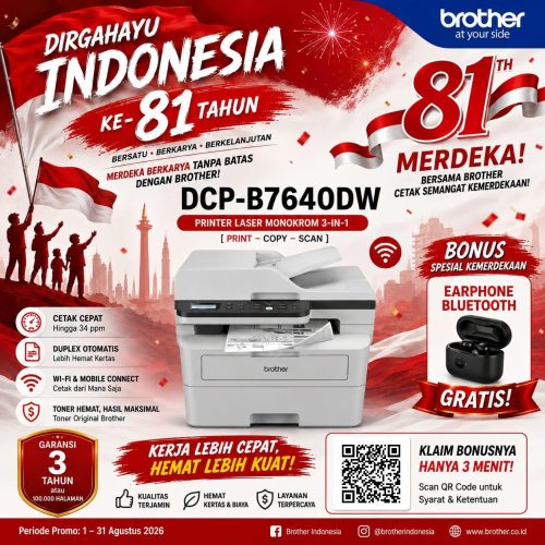 PRINTER BROTHER DCP-B7640DW B7640 & MFC-B7810DW B7810 Printer All In One Laser Monochrome Duplex Wireless WiFi With Original Toner TN-B027 Low Cost 2600 lembar – Pengganti DCP-B7535DW – Garansi Resmi 3 Tahun