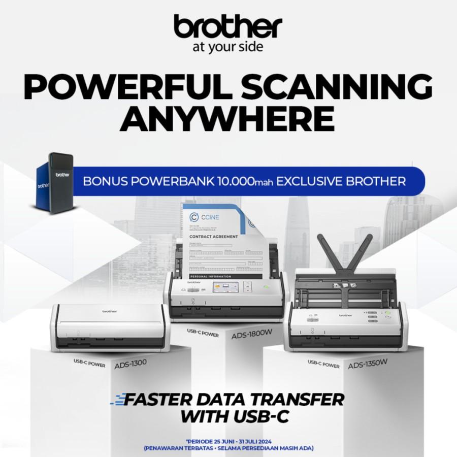 BROTHER ADS-1350W ADS1350 & ADS-1800W ADS1800 Wireless - Portable Scanner with USB-C Compact & Smart Document Scan 30ppm ADF WiFi Direct - ADS-1300 | ADS1300 USB - Garansi Resmi 3 Tahun - Image 2