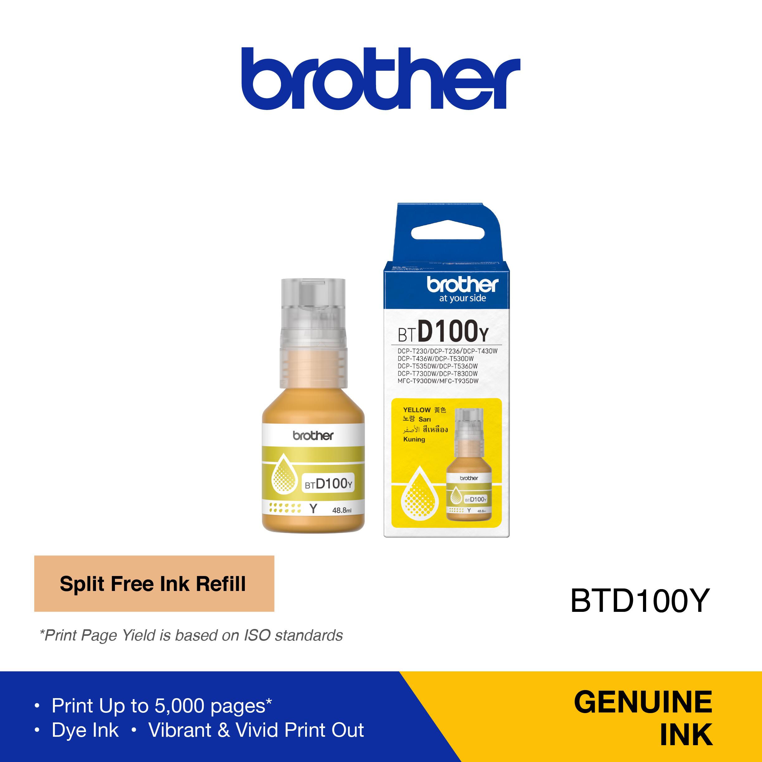 BROTHER 1SET Tinta Refill Botol BTD100 BTD-100 | BTD100BK BT-D100BK | BTD100C BT-D100C | BTD100M BT-D100M | BTD100Y BT-D100Y Ink Bottle For Printer DCP-T230, T430W, T530DW, T730DW, T830DW, T930DW - ORIGINAL INK - Image 7
