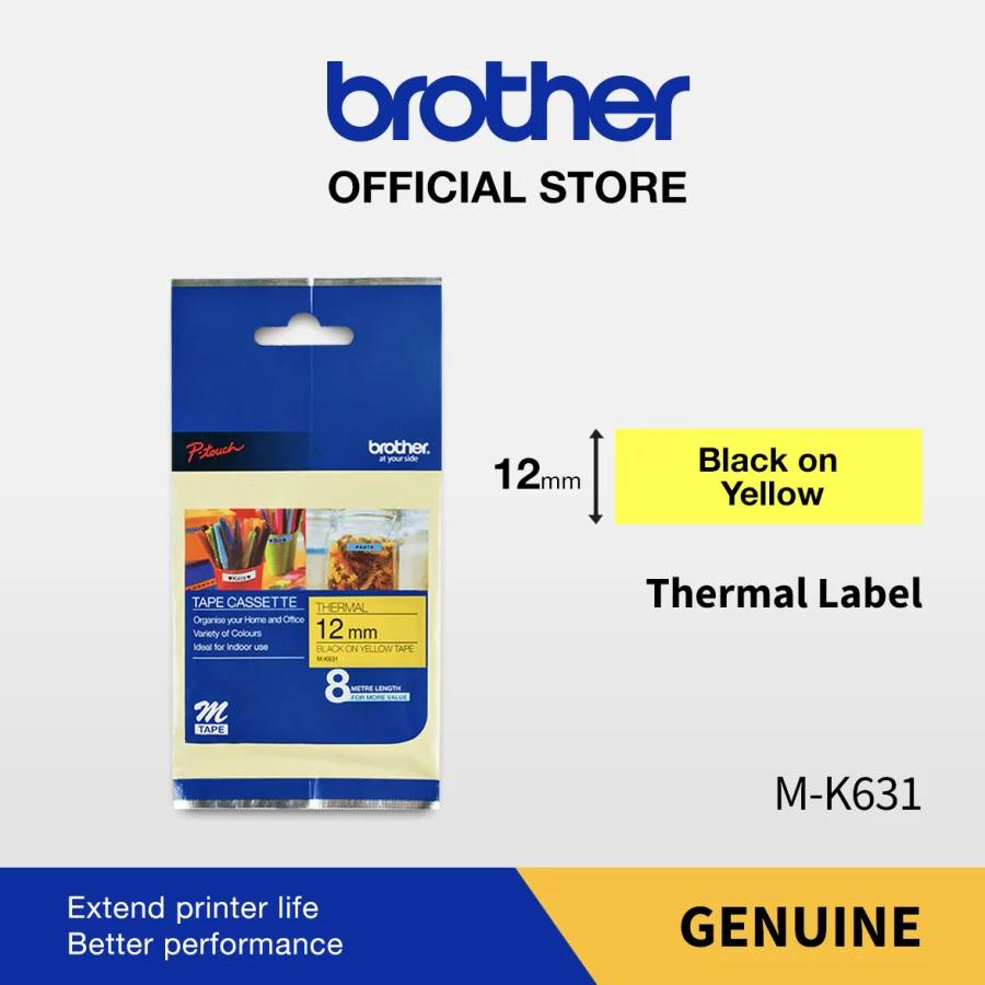 BROTHER 12mm ORIGINAL M-Tape Label Stiker M-K231 MK-231 MK231 Black on White - PTouch Label Sticker M-K631 MK-631 MK631 Black on Yellow - For Printer Label PT-M95 | PTM95 - Image 6